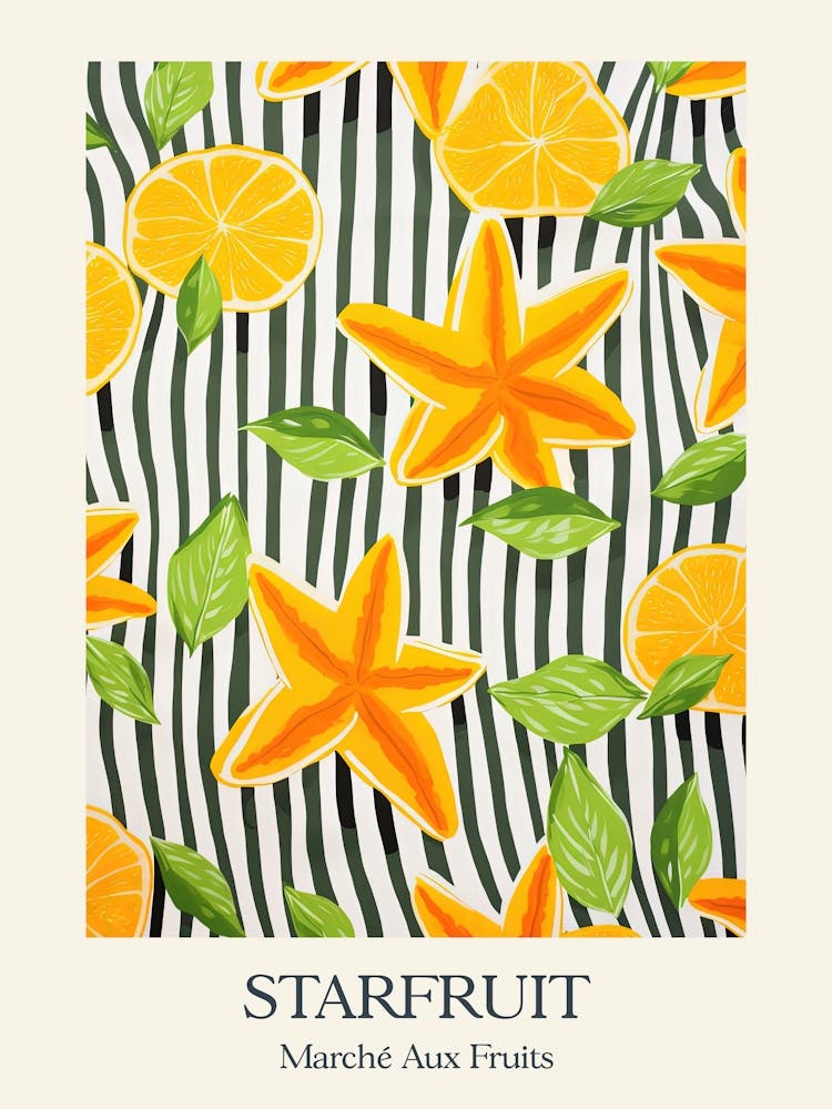 Marche Aux Fruits Starfruit Fruit Summer Illustration 1