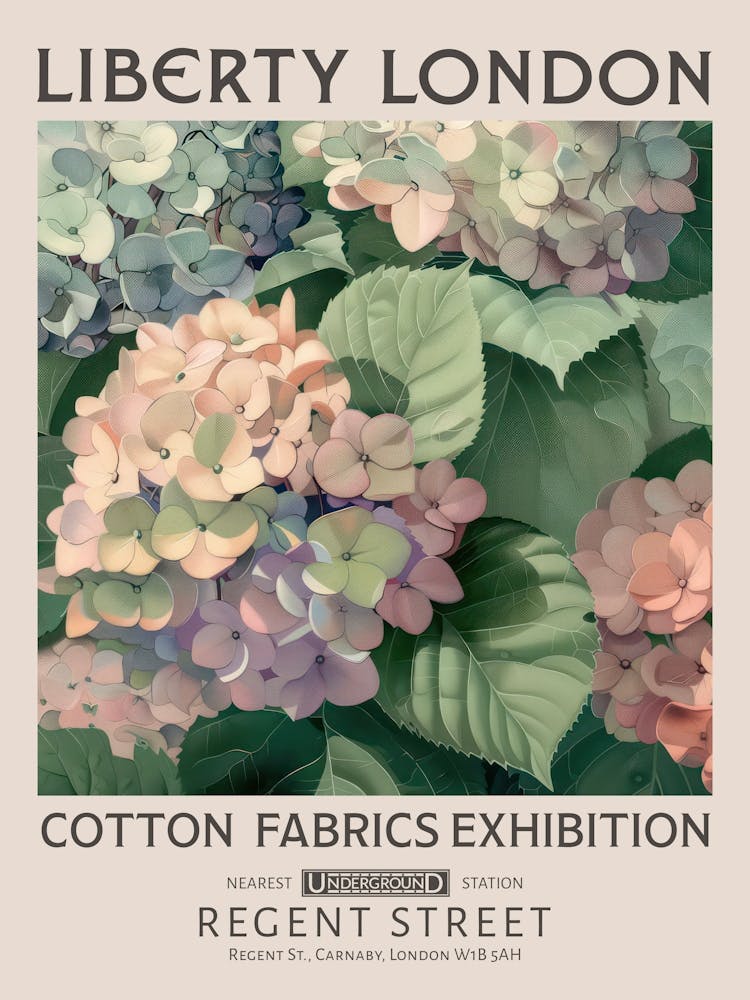Liberty London Print William Morris Textiles Pink Blue Hydrangea Flower 2