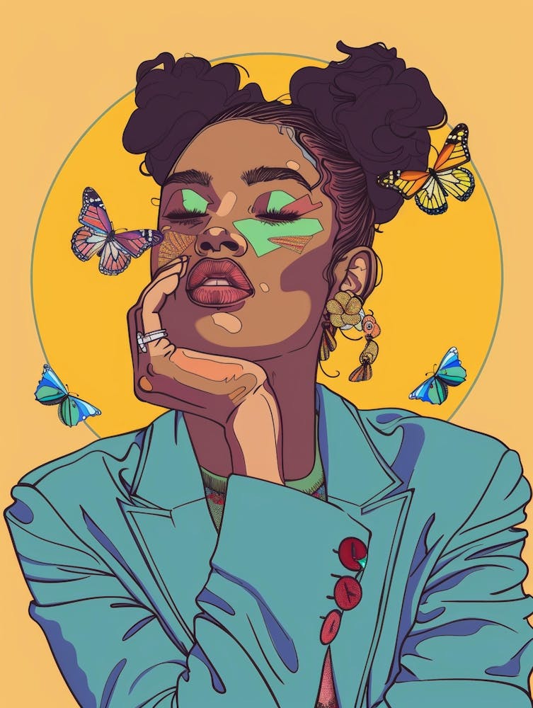 Portrait Of A Woman With Butterflies 3