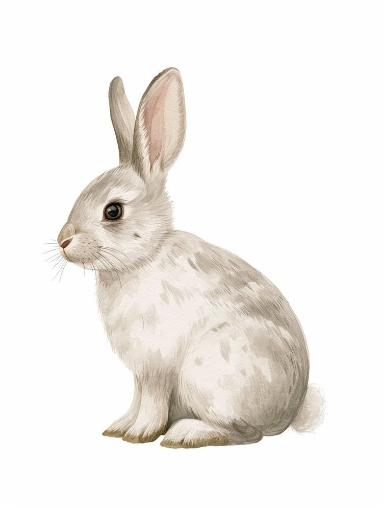 Lapin Blanc De Hotot - Illustration pour chambre d'enfant 2