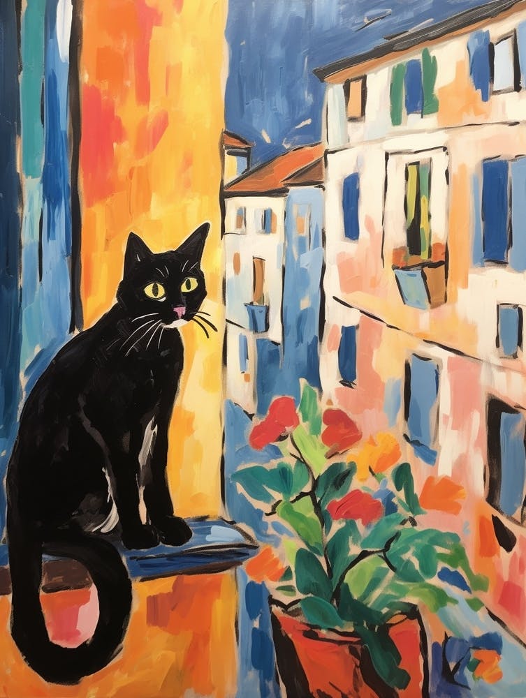 Painting Of A Cat In Orvieto Italy
