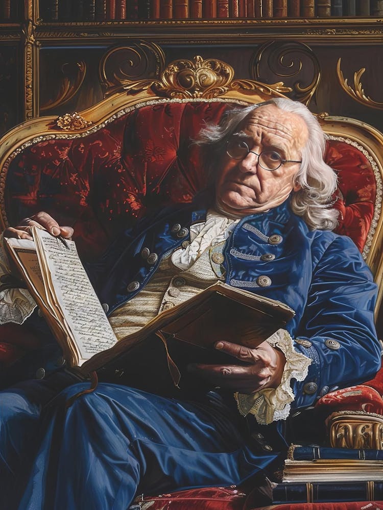 Portrait Of Benjamin Franklin, Canvas Painting, Wall Art Decor, Historical Artwork, American History Gift, Home Office Decor