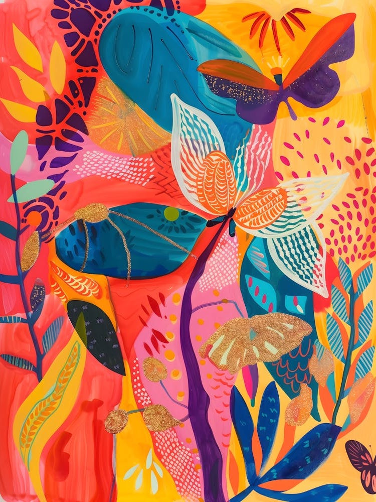 Matisse Inspired,Butterflies, Fauvism Style