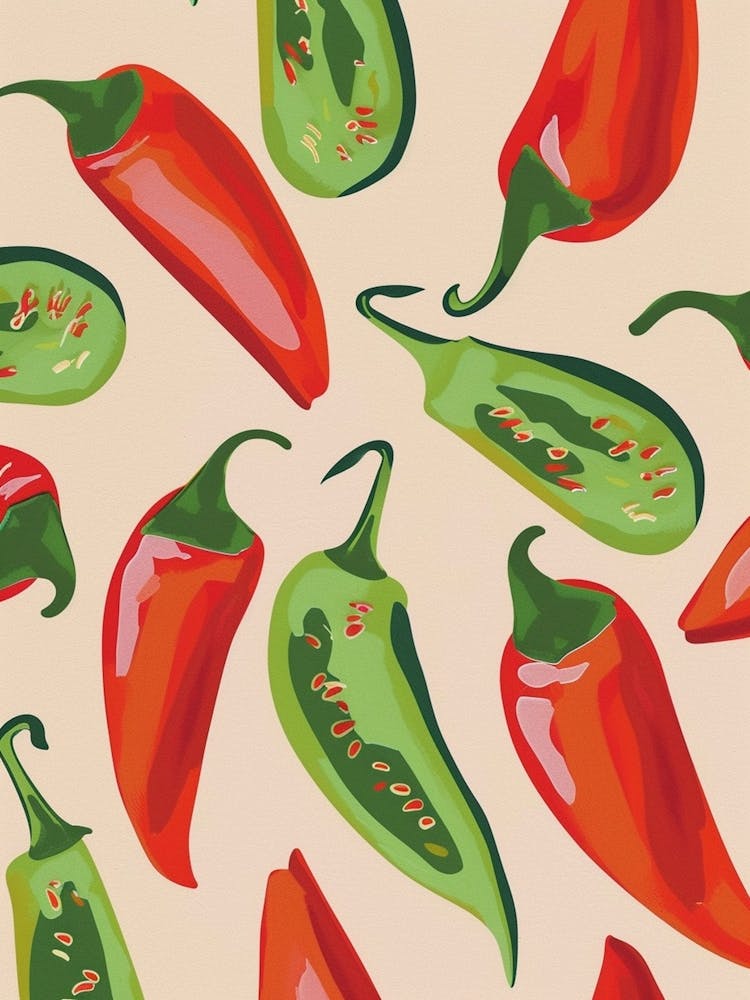 Red & Green Chilli Pattern Illustration 3