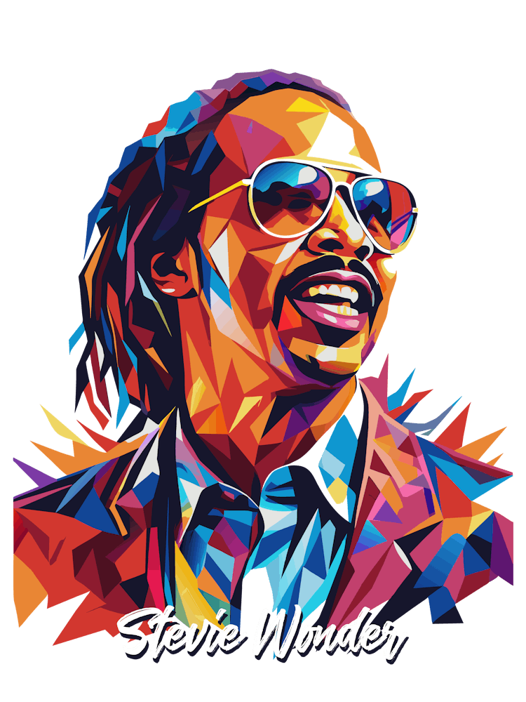 Stevie Wonder 01 Porträt Musikikone WPAP Pop Art Stil