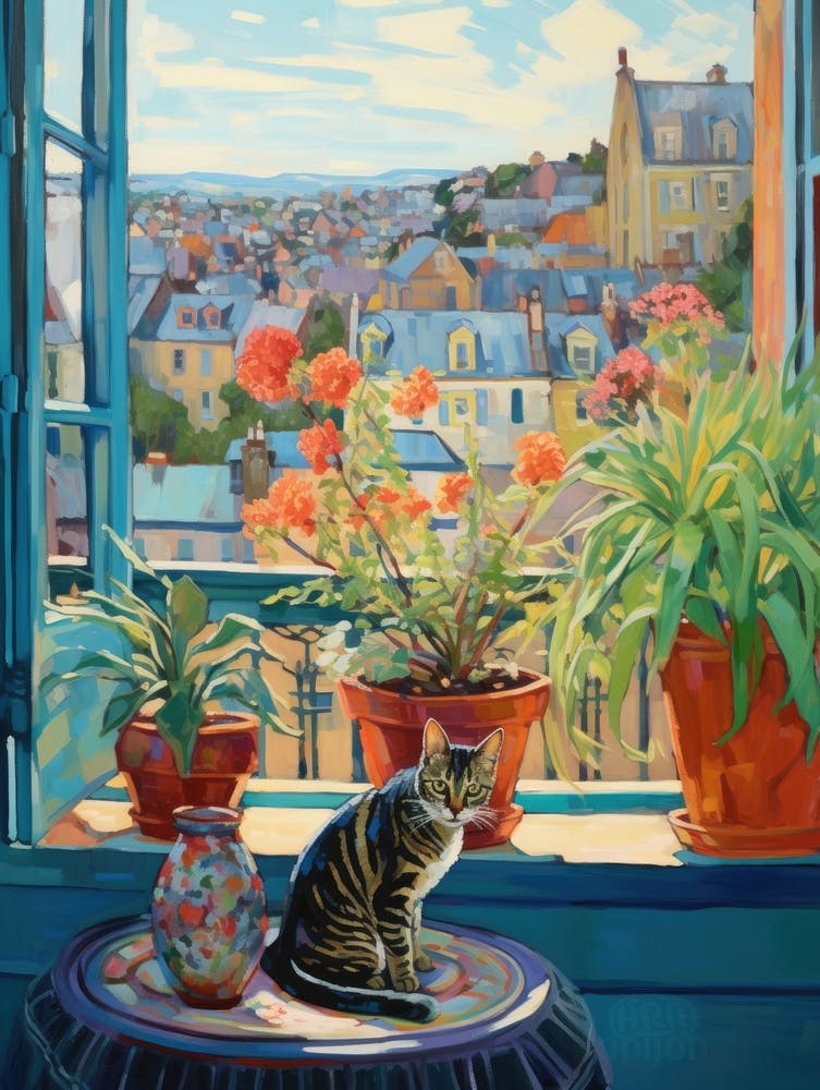 Katze auf einem Fensterbrett 1