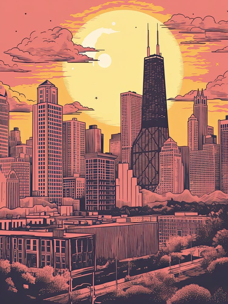 Chicago In Risograph Style 1