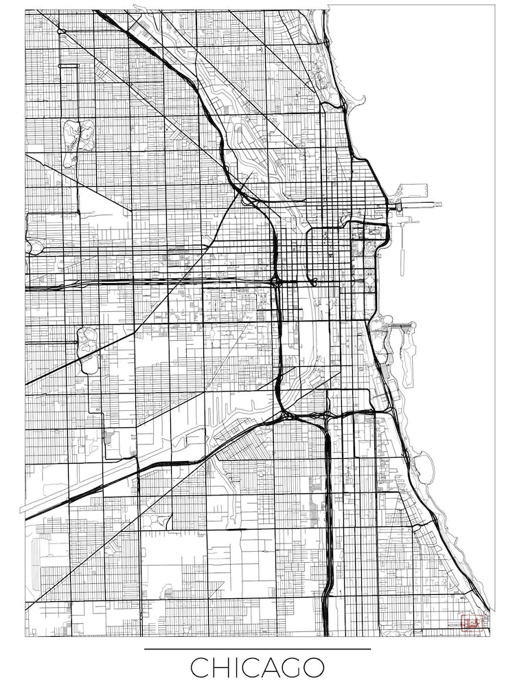 Chicago Karte Minimalistisch