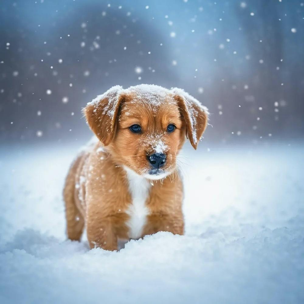 Welpe Im Schnee