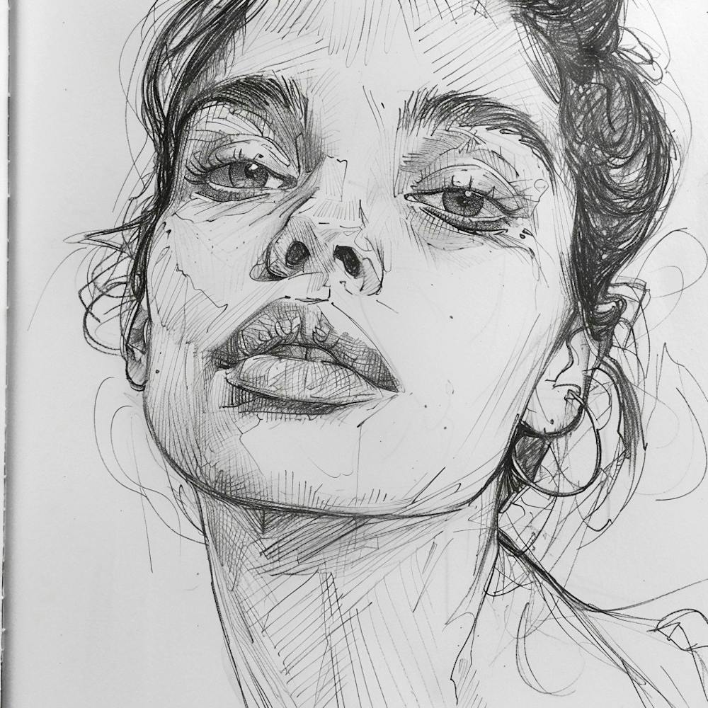 Portrait Of A Woman Hand Drawn Sketch