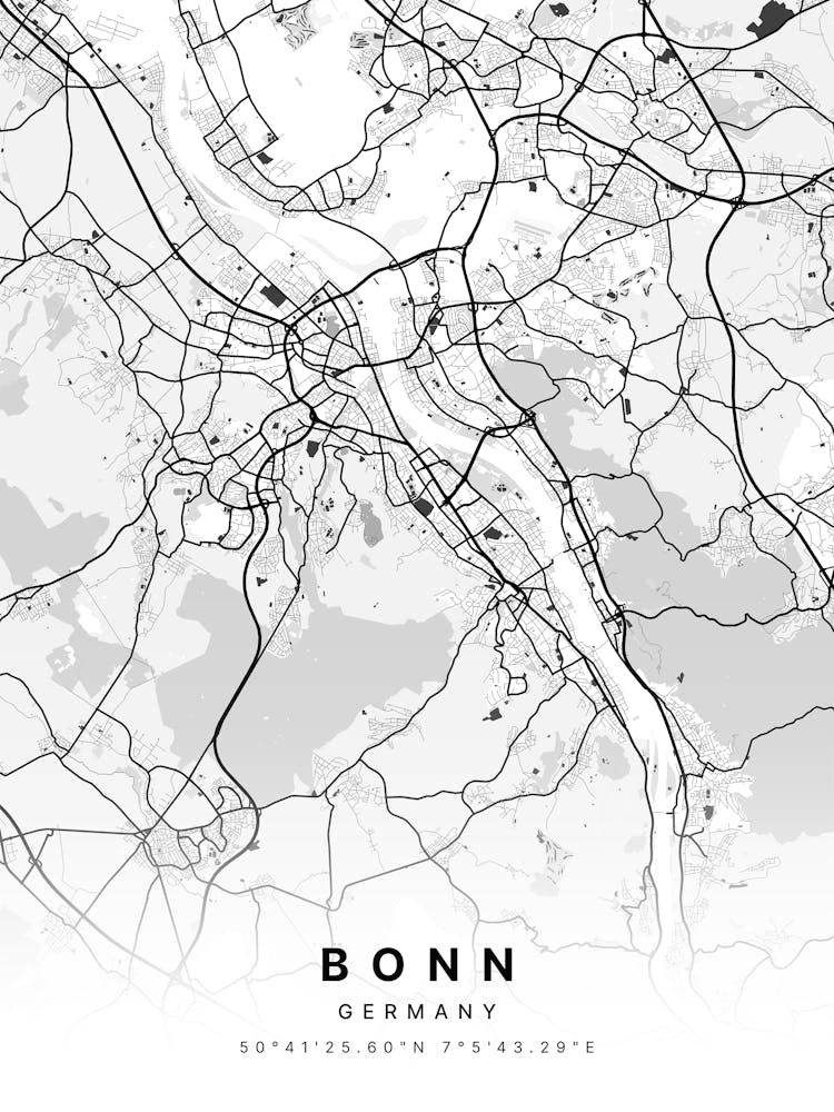 Bonn Germany White Map