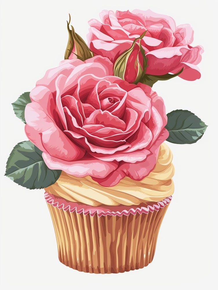 English Roses Painting Rose In A Cupcake 4