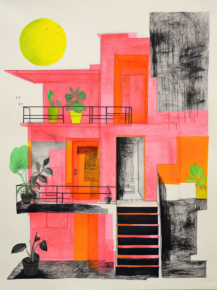 A House In Athens, Abstract Risograph Style 4