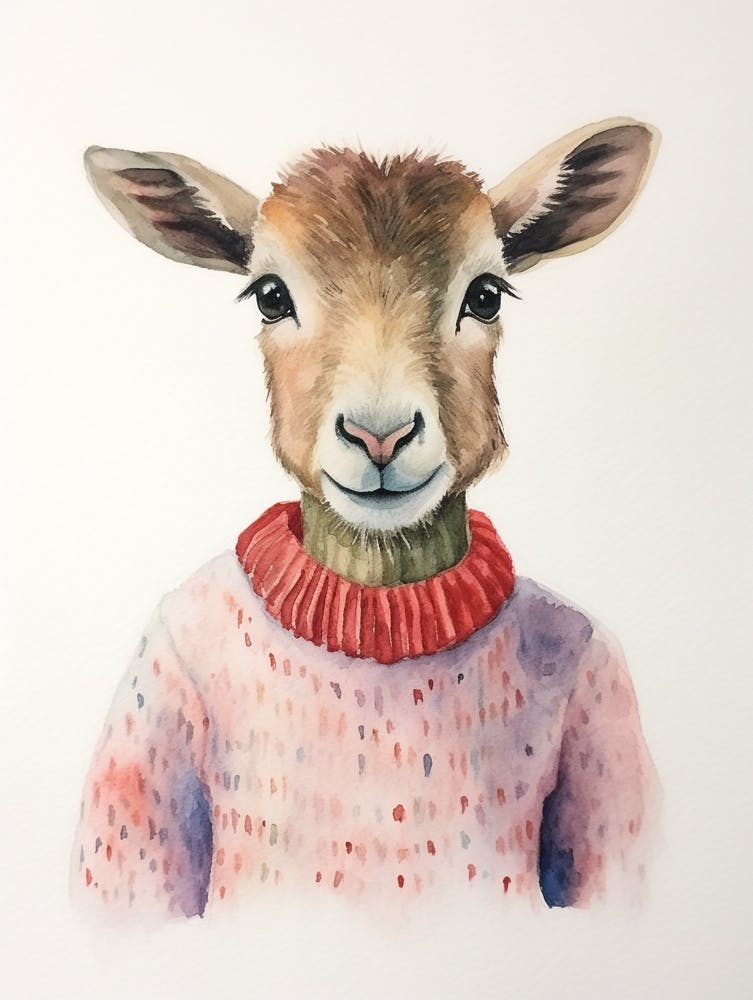Baby Animal Watercolour Goat 5