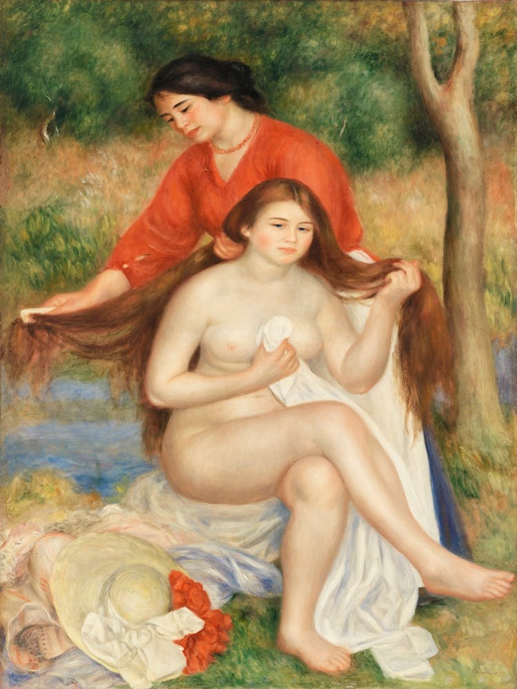 Bather And Maid, Pierre Auguste Renoir