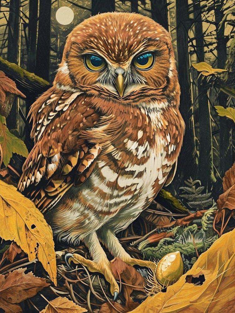 Northern Pygmy Owl Relief Illustration 4