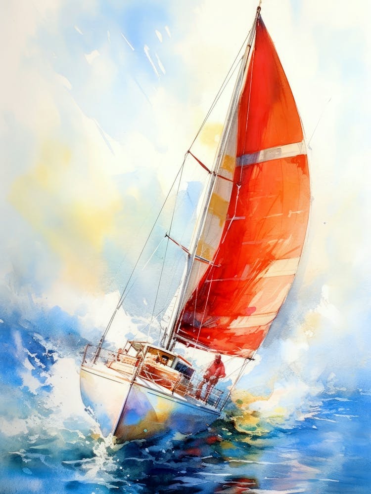 Watercolor Of A Sailboat sport