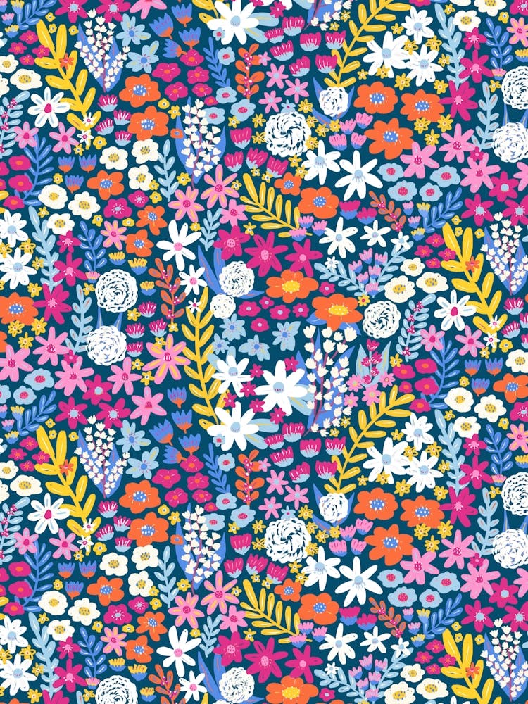 Vivid Spring Floral Meadow Wildflower Garden