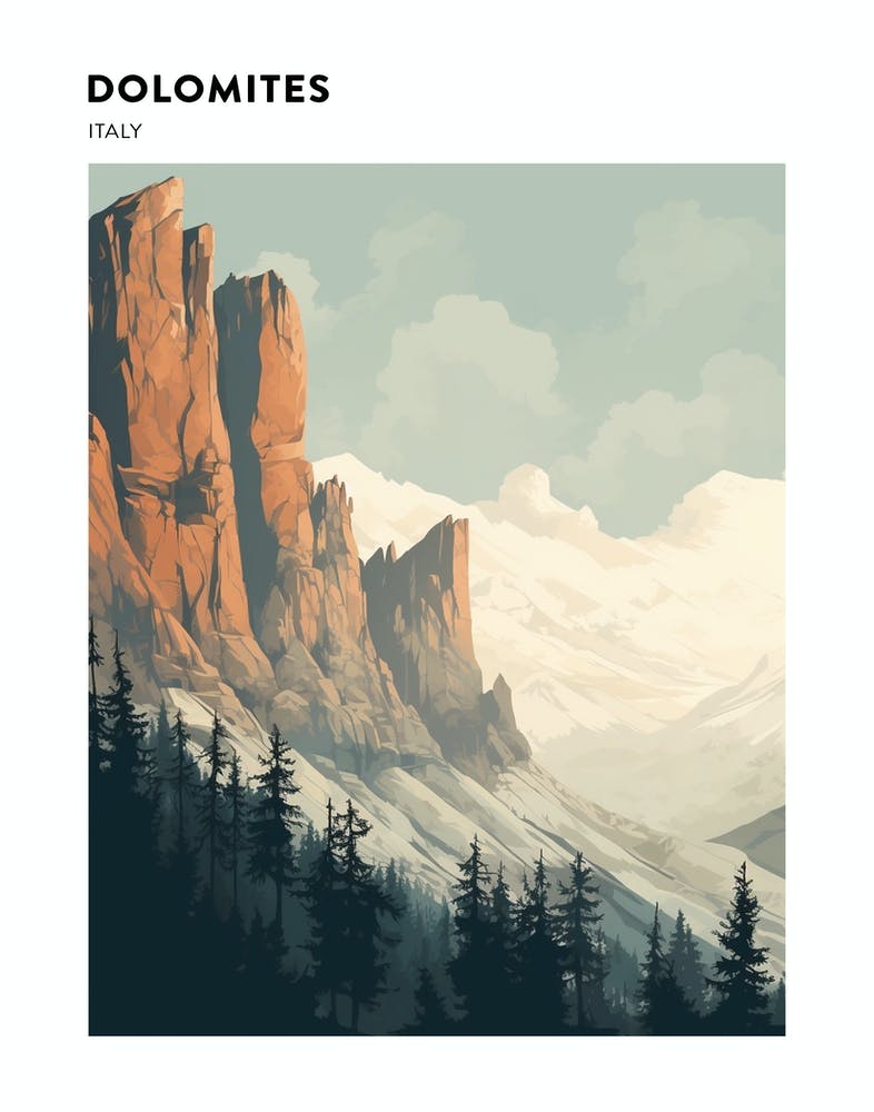 Dolomites Italy 2 Hiking Trail Landscape Poster