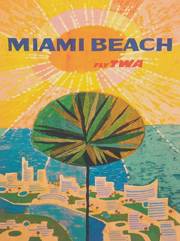 Miami Beach Florida Retro Vintage Travel Poster