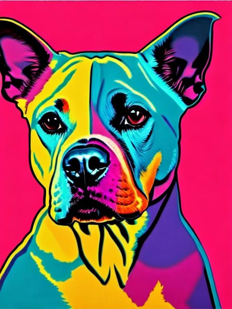 American Staffordshire Terrier Andy Warhol Style Dog