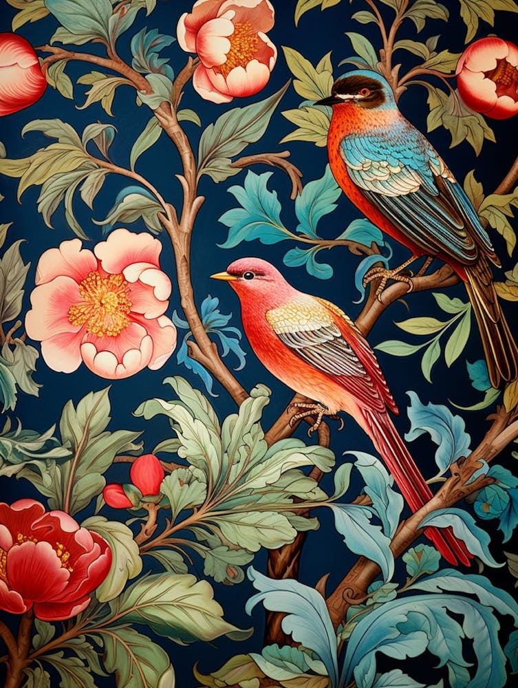 Wallpaper With Birds And Flowers 1