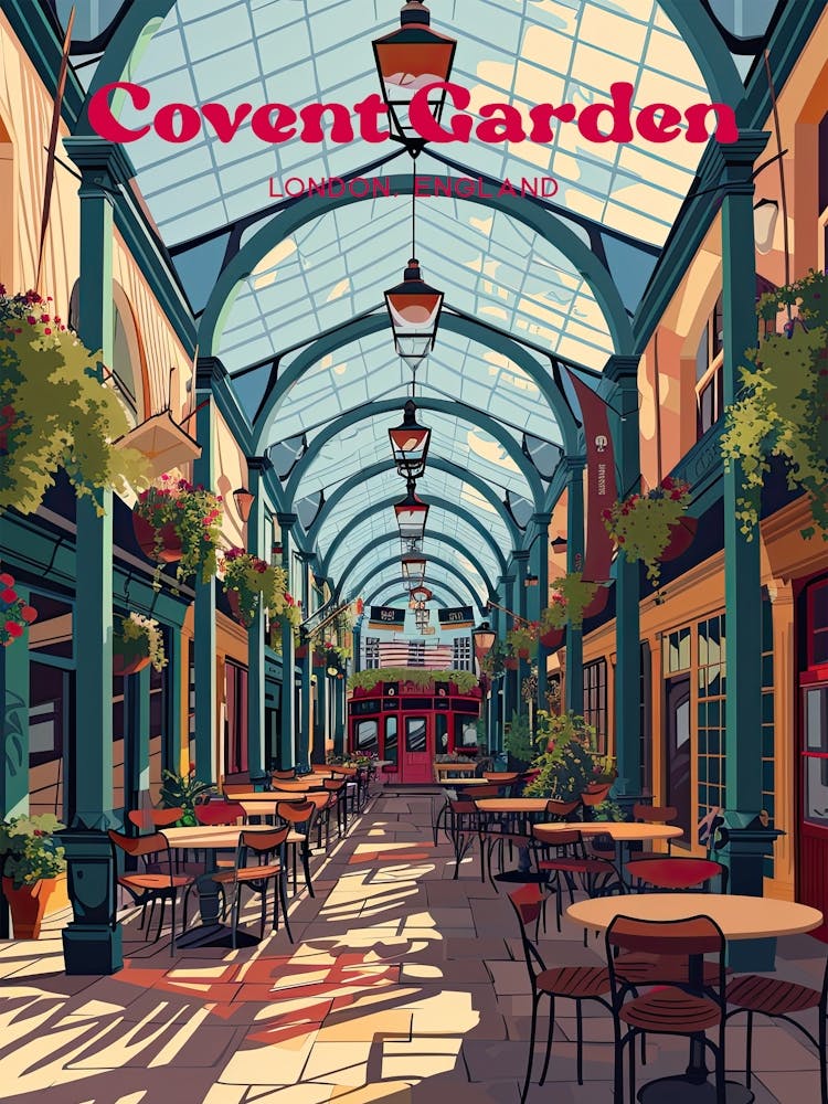 Covent Garden London England West End Digital Travel Illustration