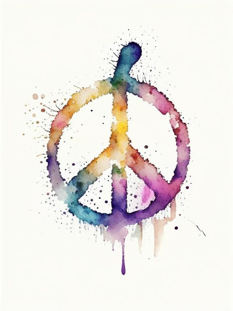 Peace And Love Symbol 1 Minimal Watercolour