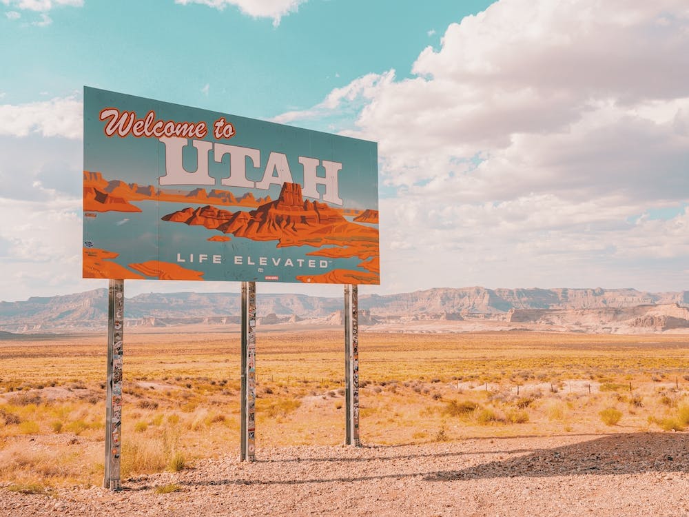Willkommen in Utah Schild