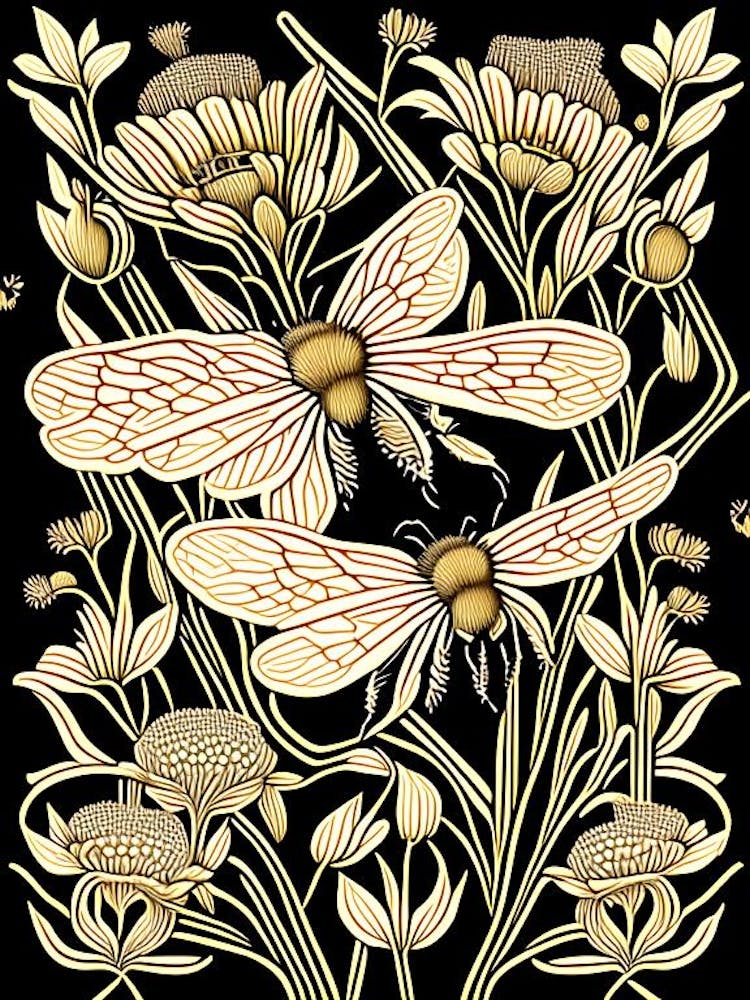 Buzzing Bees 3 William Morris Style