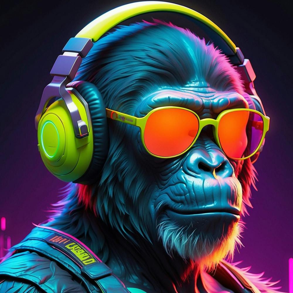 Gorilla In Headphones