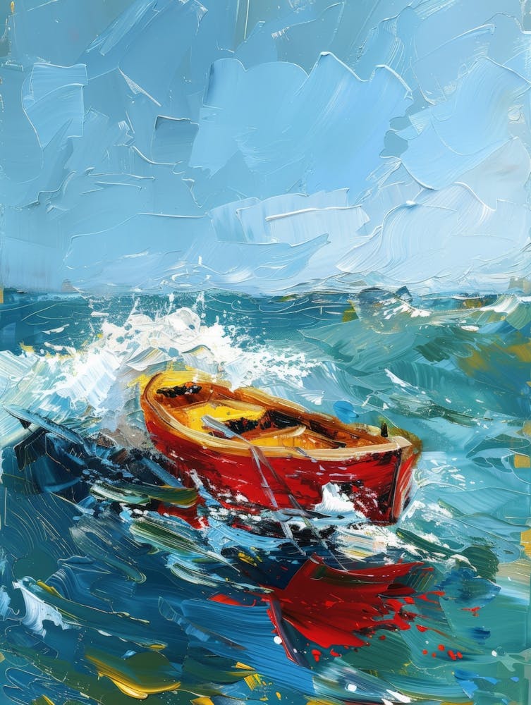Red Boat In The Sea 5