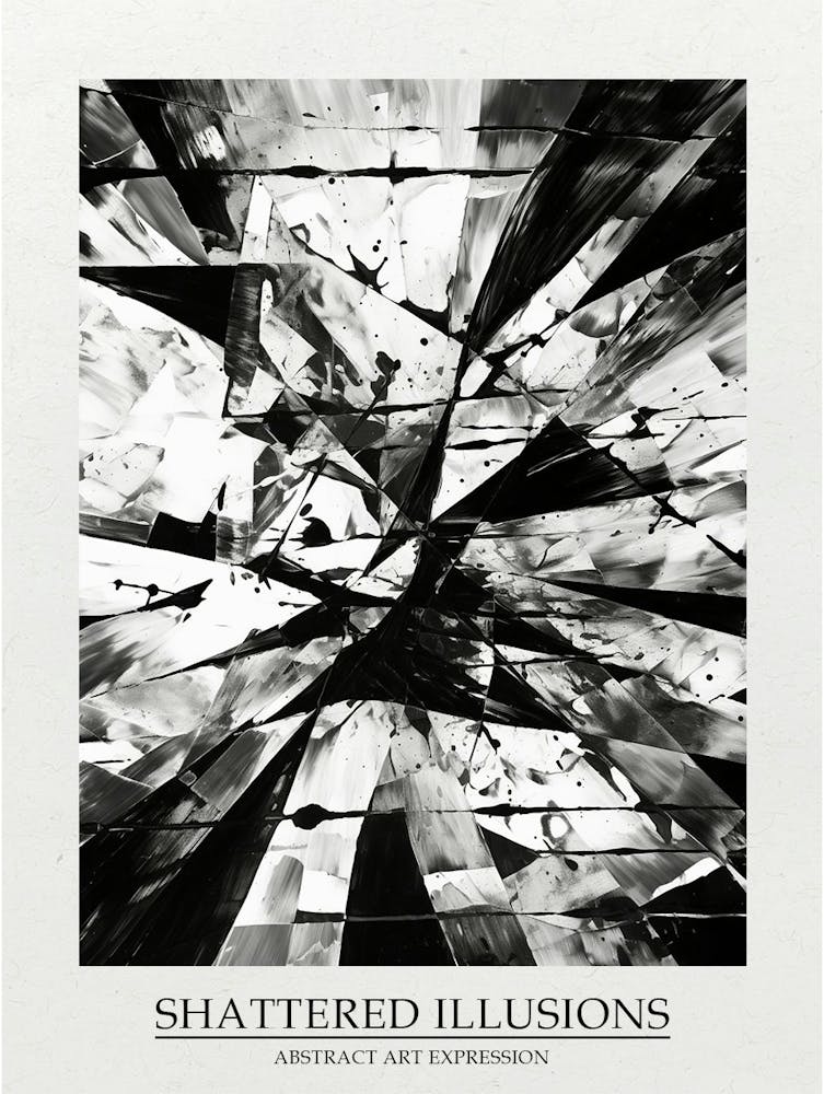 Shattered Illusions Abstract Black And White 3 Poster