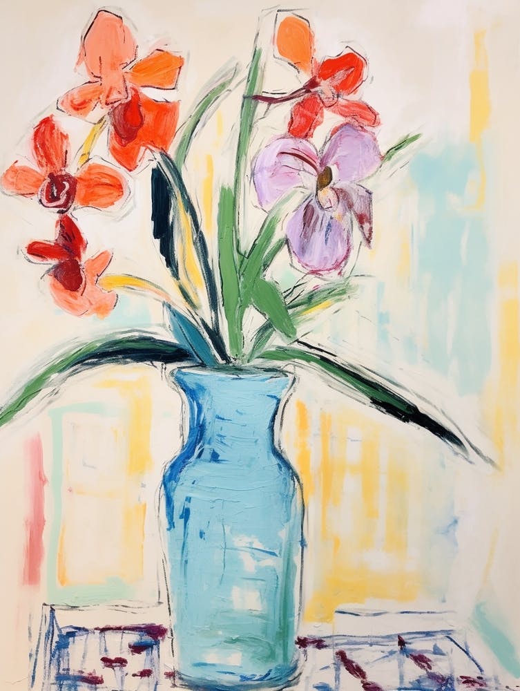 Blumenbild Fauvistischer Stil Orchidee 3