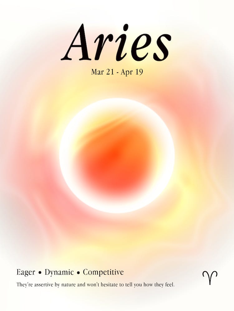 Aries, Fire Color Aura, Zodiac Sign Design