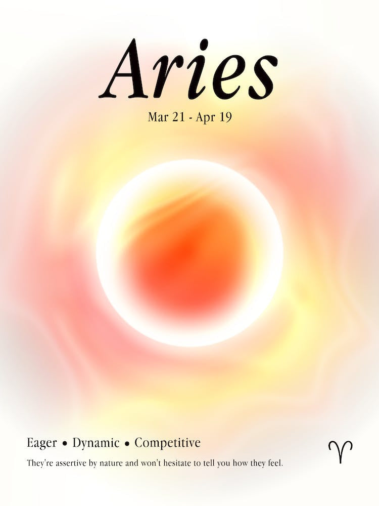 Aries, Fire Color Aura, Zodiac Sign Design