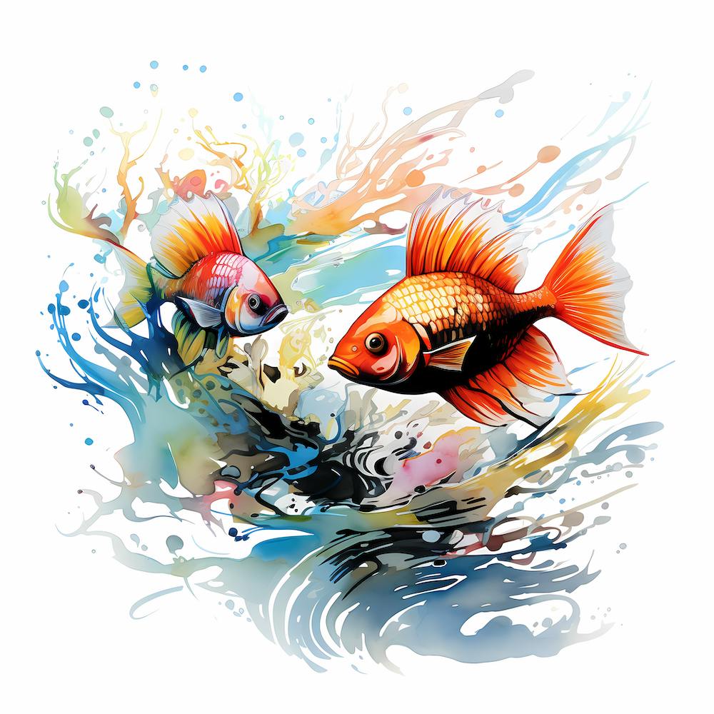 Goldfish riding the waves