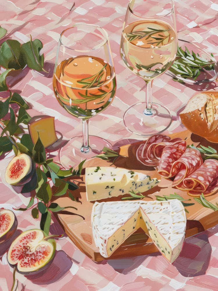 Pink Breakfast Food Cheese And Charcuterie Board 2