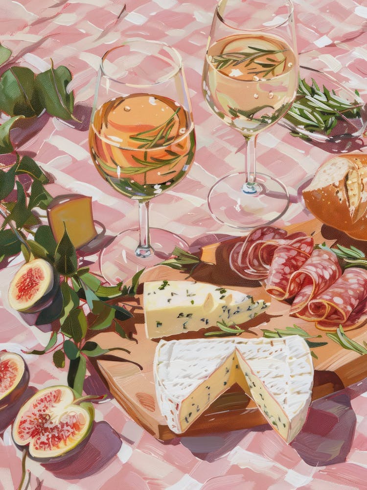 Pink Breakfast Food Cheese And Charcuterie Board 2