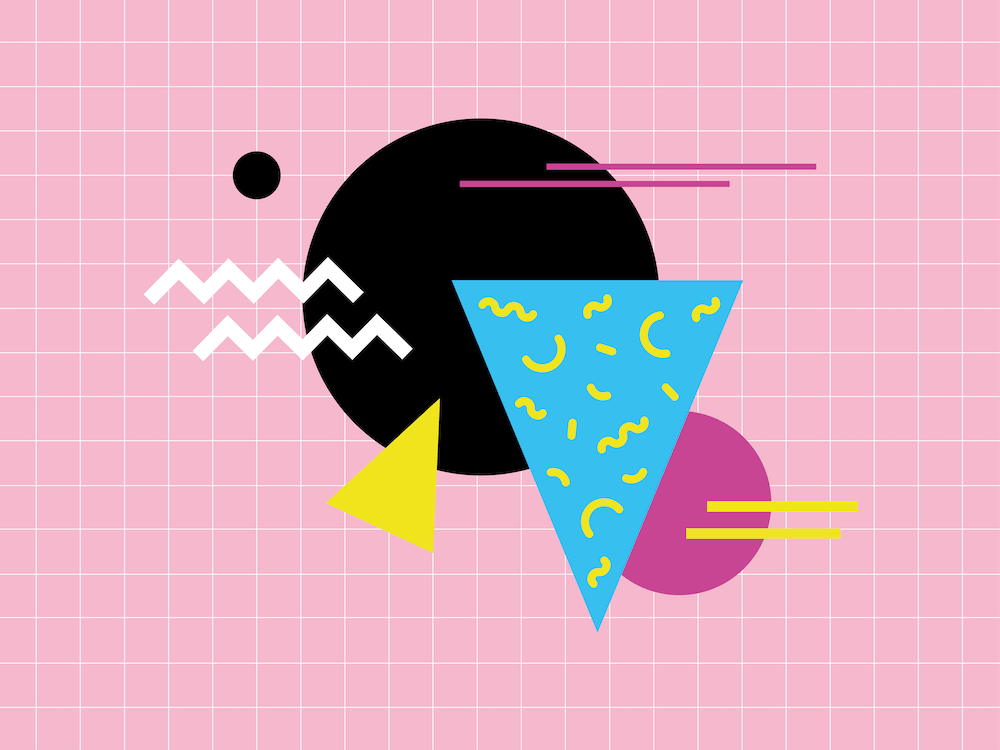 Memphis Pattern 80s Retro Synthwave 90s Pink Shapes Art