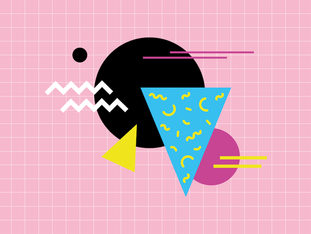 Memphis Pattern 80s Retro Synthwave 90s Pink Shapes Art