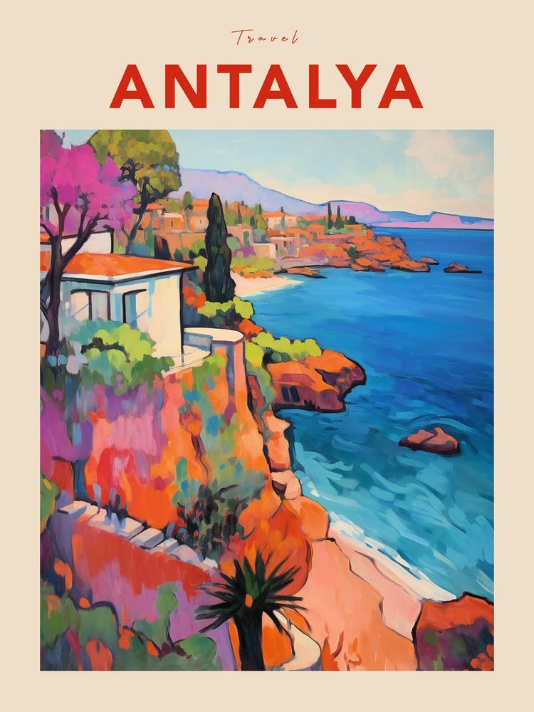 Antalya Turkey Fauvist Travel Poster