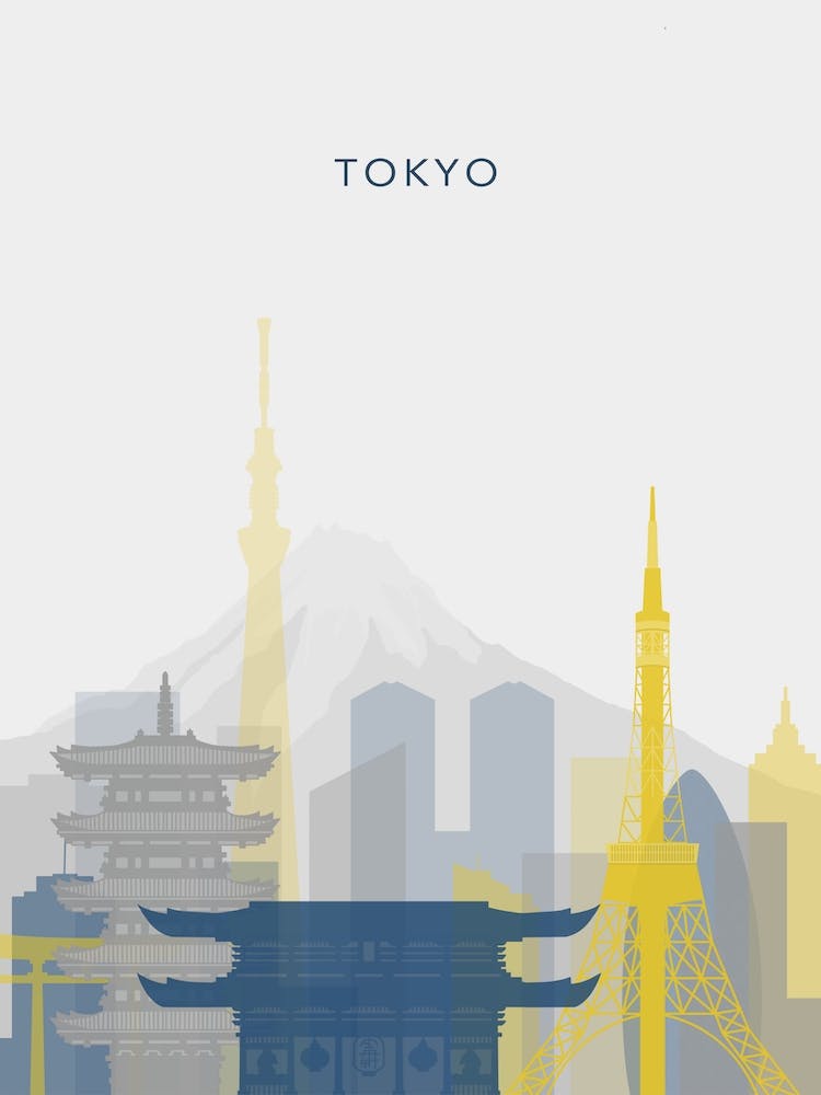 Yellow And Blue Tokyo Skyline