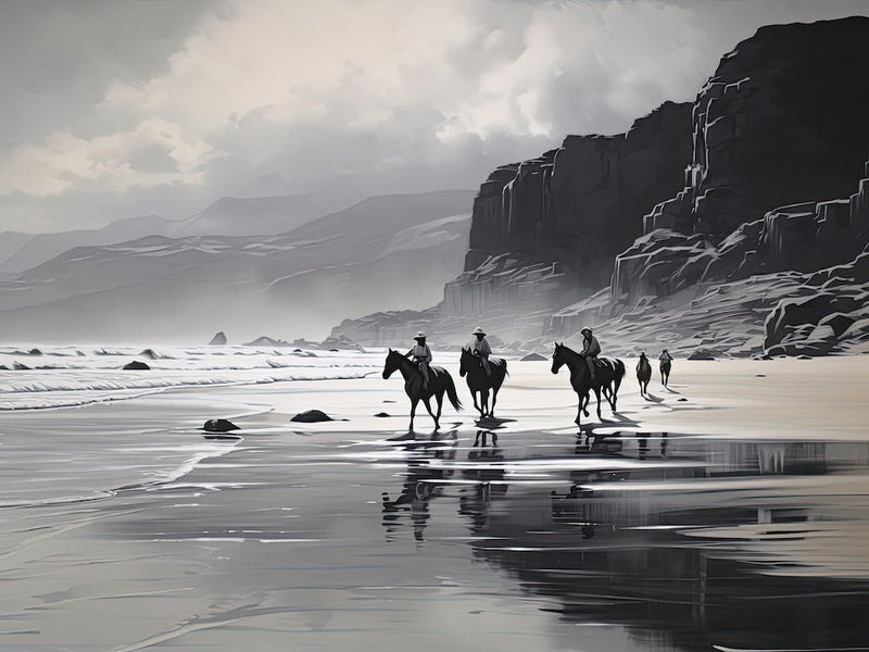 A Horse Oil Painting In Cannon Beach Oregon, Usa, Landscape 2