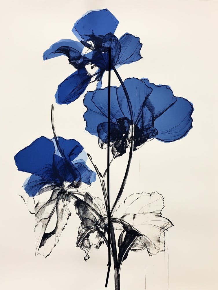 Blue Botanical Orchid 3