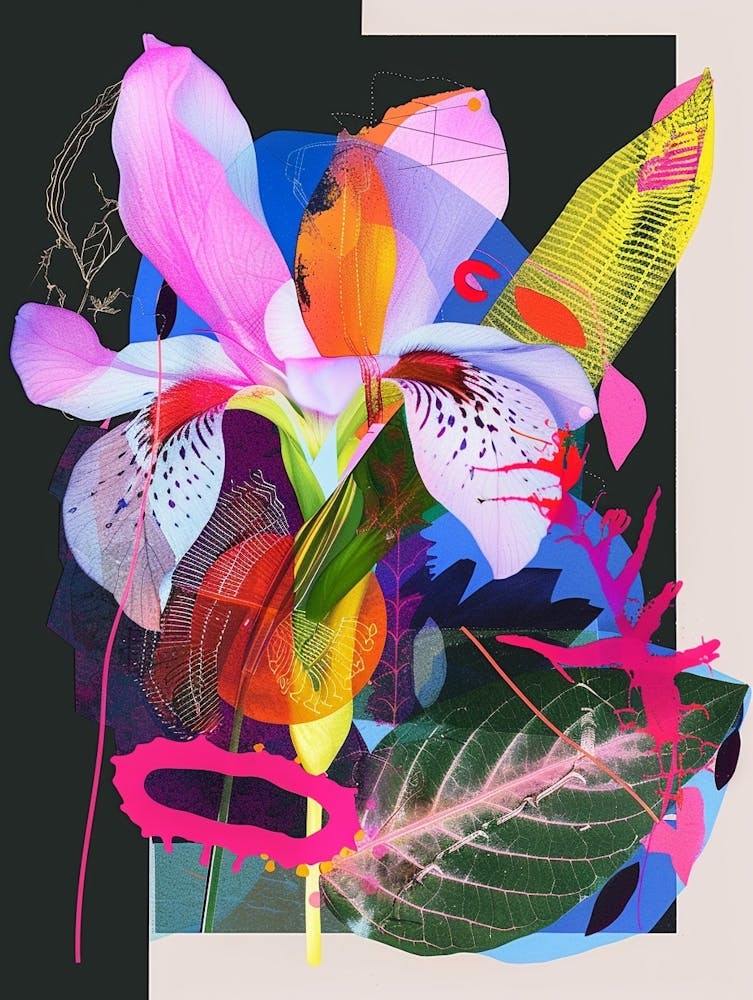 Cyclamen 4 Neon Flower Collage