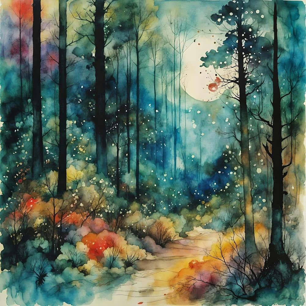 Watercolor Of A Forest 2