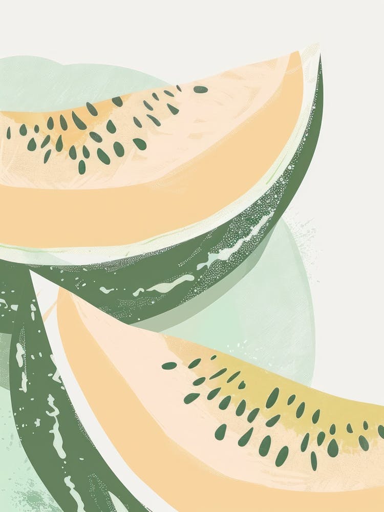 Honeydew Melon Close Up Illustration 2