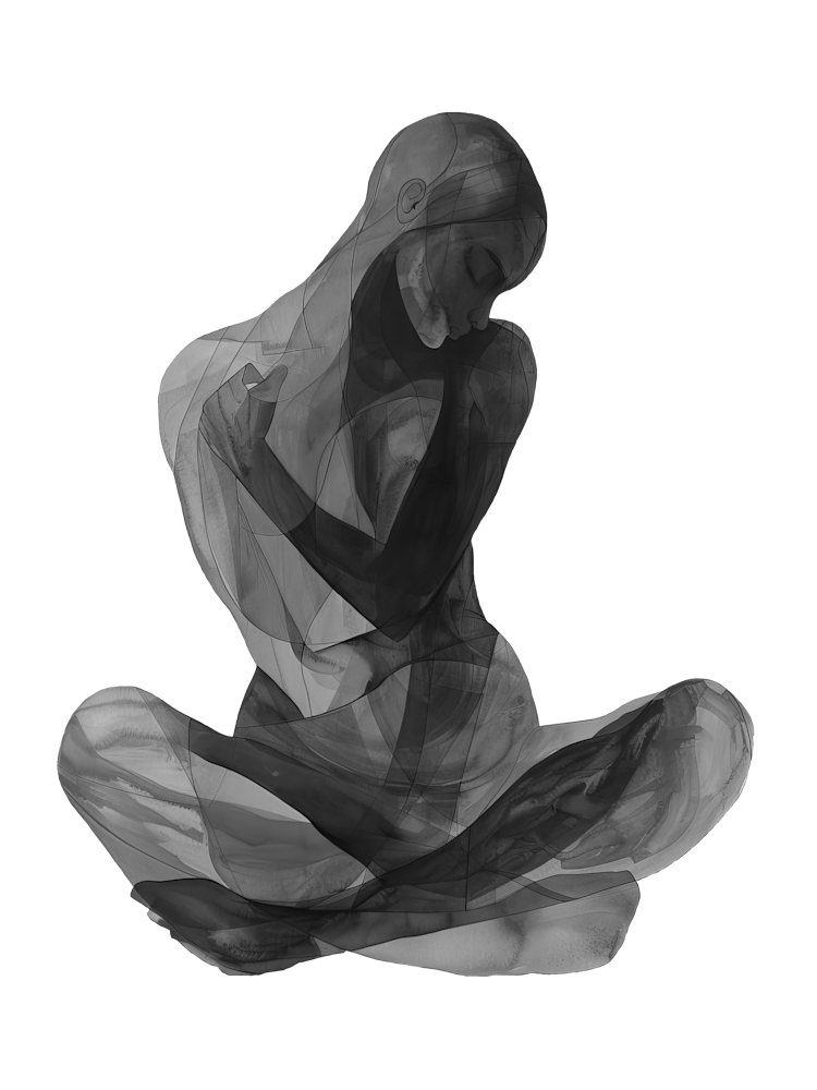 Black Abstract Painting Of Woman Body