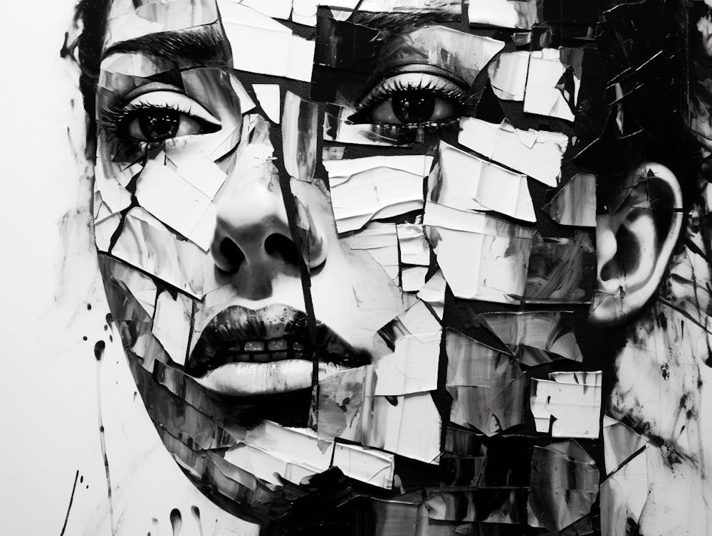 Fractured Identity Abstract Black And White 3
